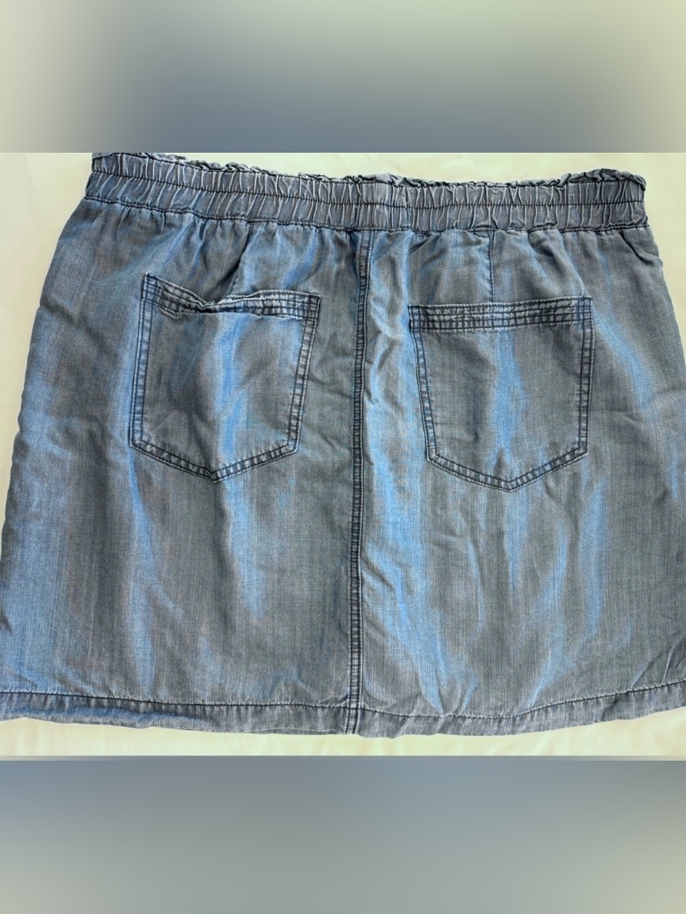 DAKOTA BLUE Chambray Paperbag Lyocell Drawstring Skirt w/ Shorts - XL - Picture 2 of 4